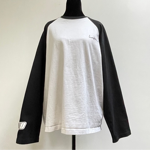 We11done Tops - We11done Black & White Raglan Long Sleeve Tee (over sized Size S)